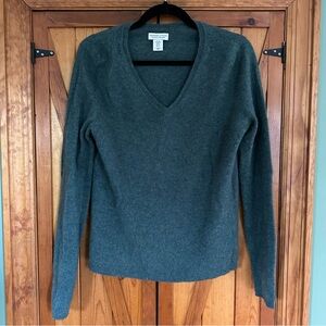 Adrienne Vittadini 100% 2-Ply Cashmere Teal V-Neck Sweater